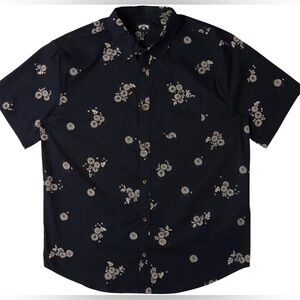 Kids Billabong Button Up Floral Patterned Navy Shirt - Sundays